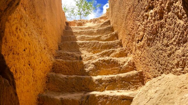 photo of staircase and blue sky